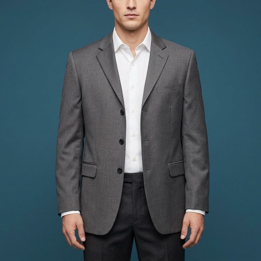 Banana Republic Modern Suit Jacket Blazer Mens 44R Gray Wool Blend EUC
